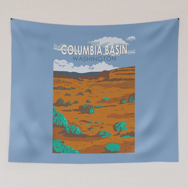 Item preview, Columbia Basin Desert Washington Illustration Travel Art Vintage designed and sold by KrisSidDesigns.