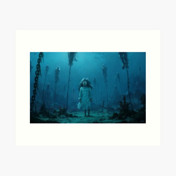 The girl in the sea Art Print