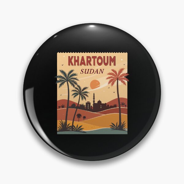 Item preview, Vintage Khartoum Travel Poster – Retro Palm Trees and Desert Tones designed and sold by VividOrganica.