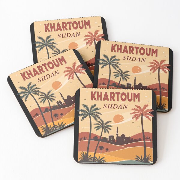 Item preview, Vintage Khartoum Travel Poster – Retro Palm Trees and Desert Tones designed and sold by VividOrganica.