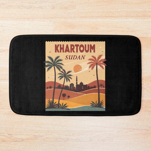 Item preview, Vintage Khartoum Travel Poster – Retro Palm Trees and Desert Tones designed and sold by VividOrganica.
