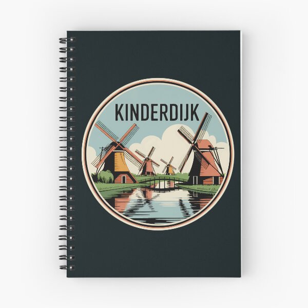 Item preview, Kinderdijk Windmills Netherlands Illustration Travel Art Badge designed and sold by KrisSidDesigns.