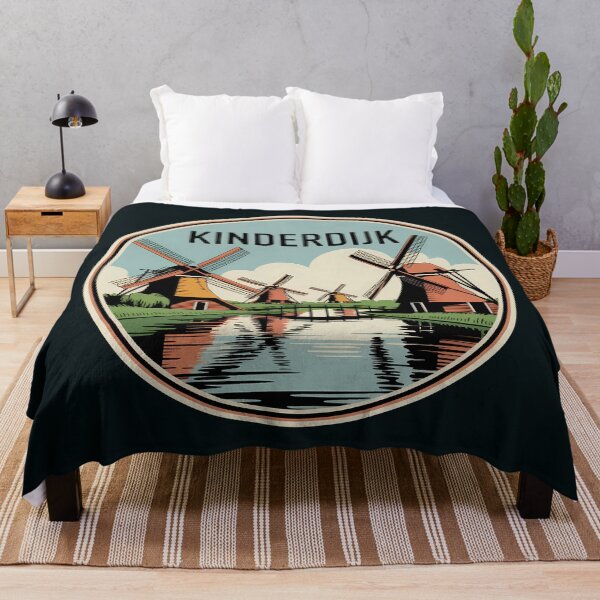 Item preview, Kinderdijk Windmills Netherlands Illustration Travel Art Badge designed and sold by KrisSidDesigns.