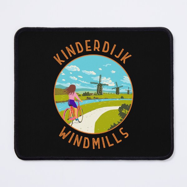 Item preview, Kinderdijk Windmills Netherlands Retro Distressed Circle designed and sold by KrisSidDesigns.