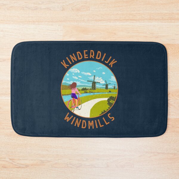 Item preview, Kinderdijk Windmills Netherlands Retro Distressed Circle designed and sold by KrisSidDesigns.