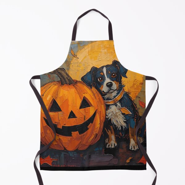 Item preview, Halloween Dog and Pumpkin Art Print by Mazieblu on Redbubble designed and sold by Mazieblu.