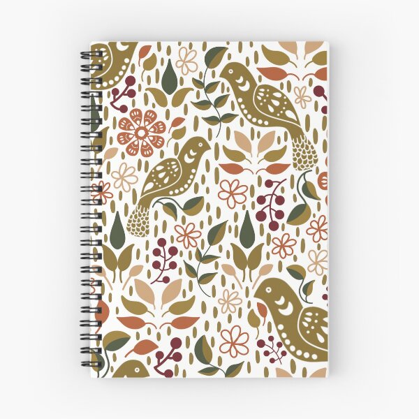 Item preview, Fabric in Autumn Folk Art Pheasants with Pumpkins Berries and Leaves-Rustic Fall designed and sold by Christina Anderson.