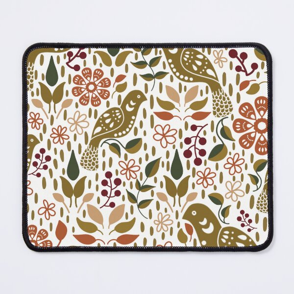 Item preview, Fabric in Autumn Folk Art Pheasants with Pumpkins Berries and Leaves-Rustic Fall designed and sold by Christina Anderson.