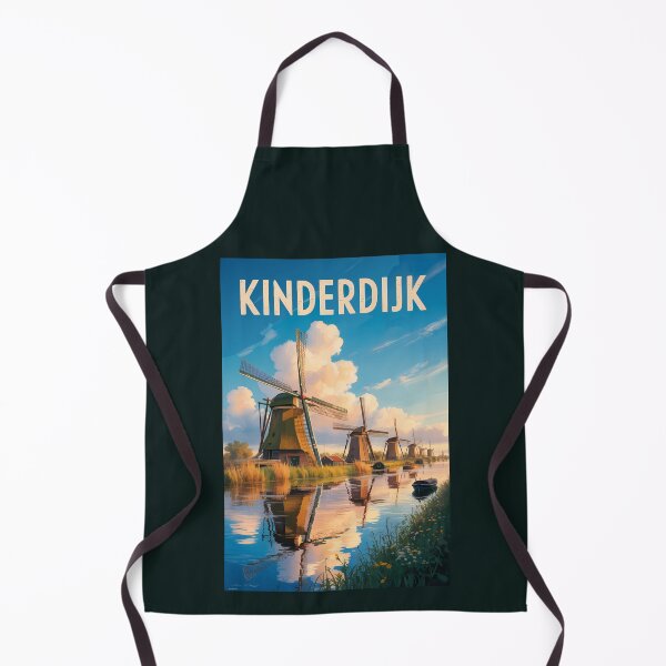 Item preview, Kinderdijk Windmills Netherlands Illustration Travel Art Vintage designed and sold by KrisSidDesigns.
