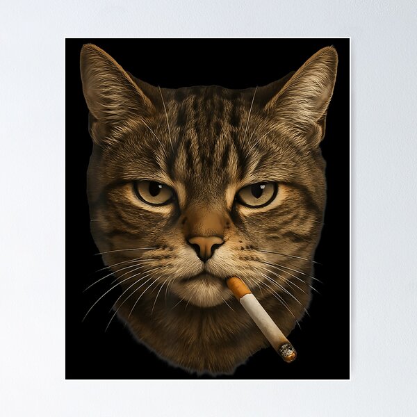 cats and tobacco Cat Smoking Asthetic Cigarette Cute Grunge Posters for Sale