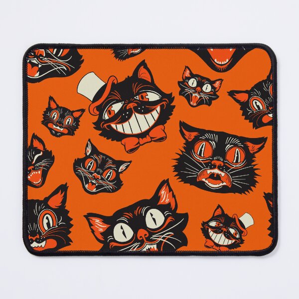 Item preview, CTKR Studio Retro Vintage Halloween Black Cat Faces Pattern - Orange Background designed and sold by ctkrstudio.