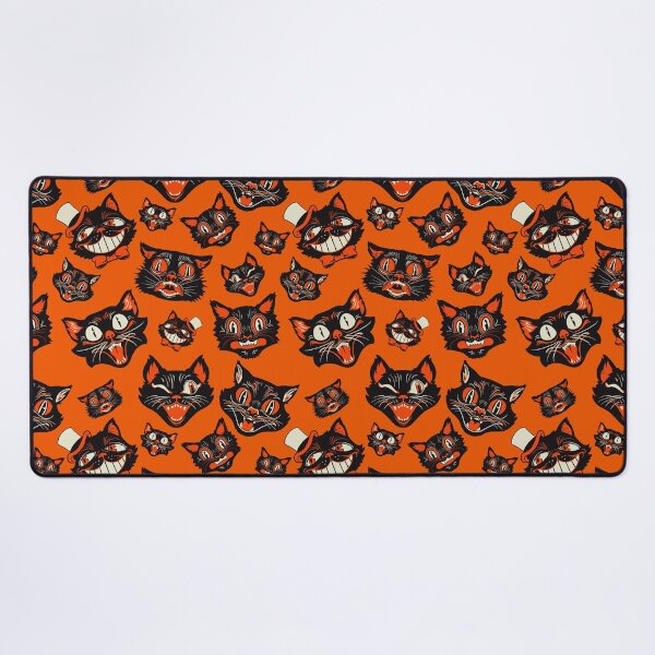 Item preview, CTKR Studio Retro Vintage Halloween Black Cat Faces Pattern - Orange Background designed and sold by ctkrstudio.