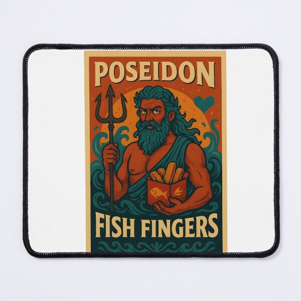 Item preview, Poseidon’s Fish Fingers – Sea God Snack Parody Label designed and sold by WhisperFrame.