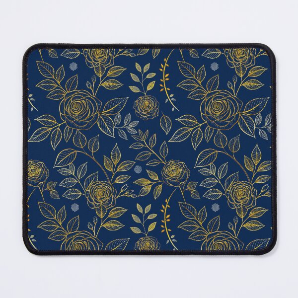Item preview, Navy & Gold Rose Linework – Seamless Botanical Pattern designed and sold by Rosiname.