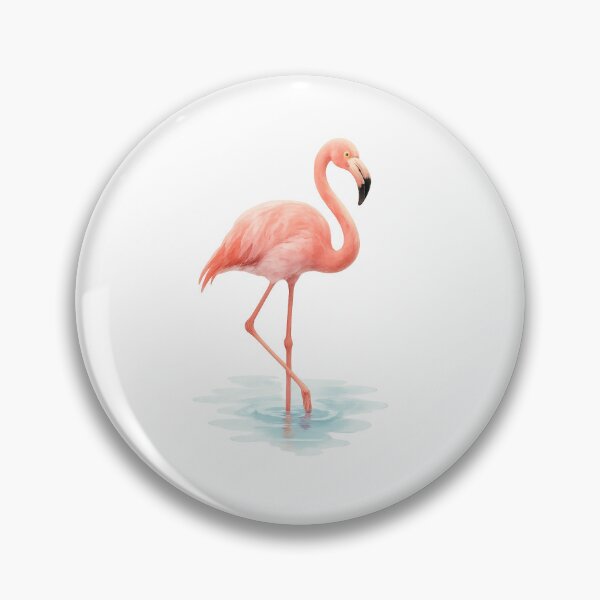 Item preview, Pink Watercolor Flamingo in Water Tropical Bird Art designed and sold by ChampyDraws.