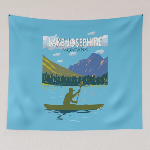Item preview, Lake Josephine Montana Illustration Travel Art Vintage designed and sold by KrisSidDesigns.
