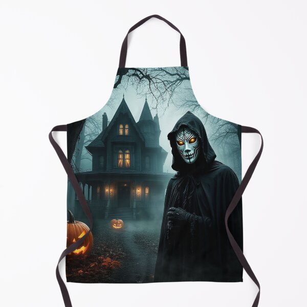 Item preview, Mysterious Hooded Figure in a Haunted Forest with Pumpkin and Castle designed and sold by AmetistLight.