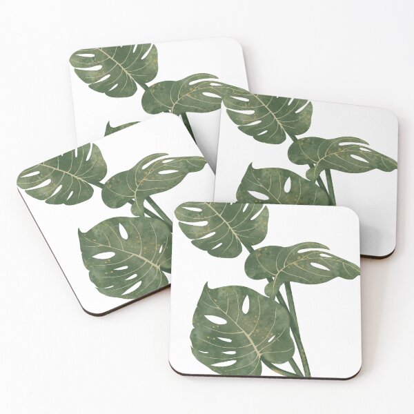 Artikelvorschau, Digitale Aquarellillustration von Monstera-Blättern entworfen und verkauft von Grin Katalina Floral Patterns & Cozy Art.