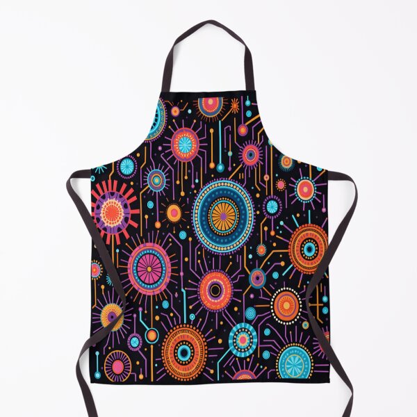 Item preview, Vibrant Neon Mandala Circuit Abstract Wall Art designed and sold by MondeMade.