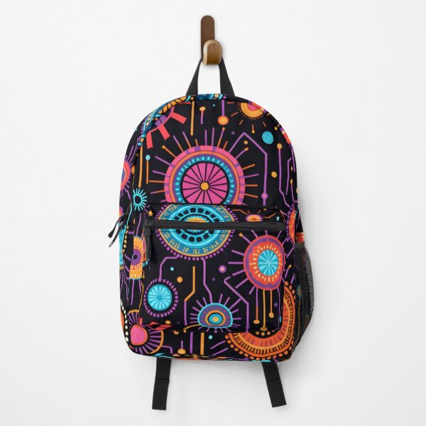 Item preview, Vibrant Neon Mandala Circuit Abstract Wall Art designed and sold by MondeMade.