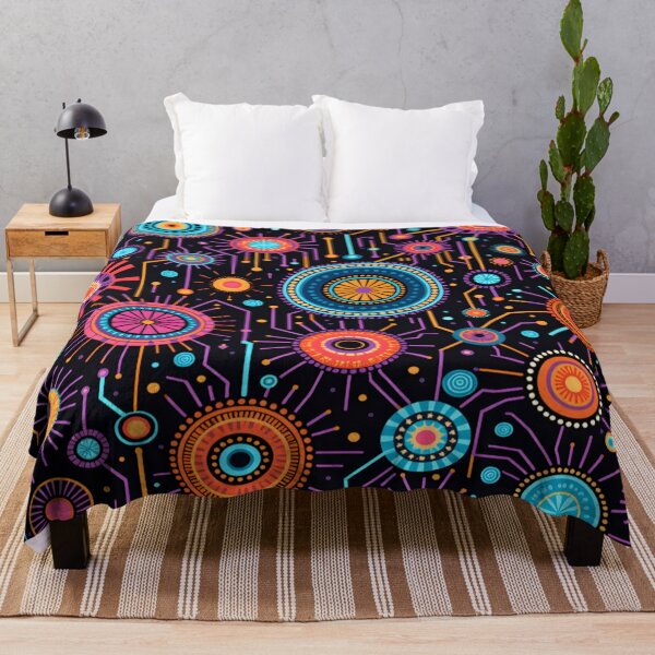 Item preview, Vibrant Neon Mandala Circuit Abstract Wall Art designed and sold by MondeMade.