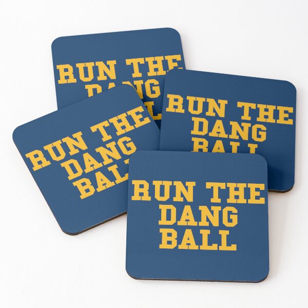 Item preview, Run the Dang Ball Gold on Blue designed and sold by rachelhull.