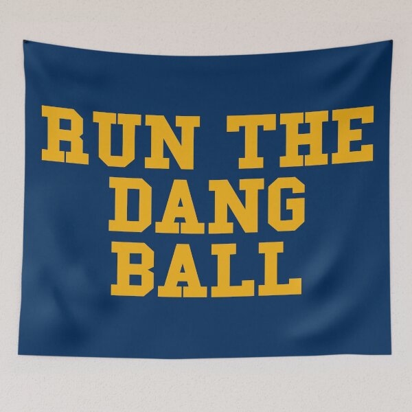 Item preview, Run the Dang Ball Gold on Blue designed and sold by rachelhull.