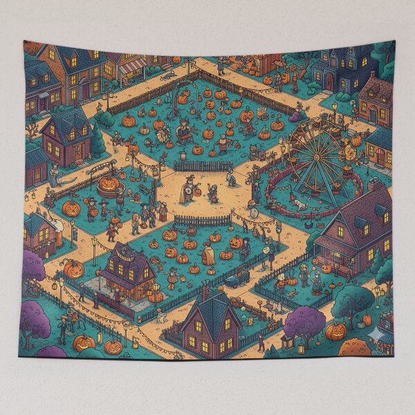 Item preview, Halloween Town Isometric Map designed and sold by Teequeque.