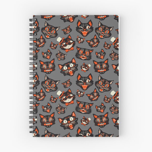 Item preview, CTKR Studio Retro Vintage Halloween Black Cat Faces Pattern - GRAY Background designed and sold by ctkrstudio.