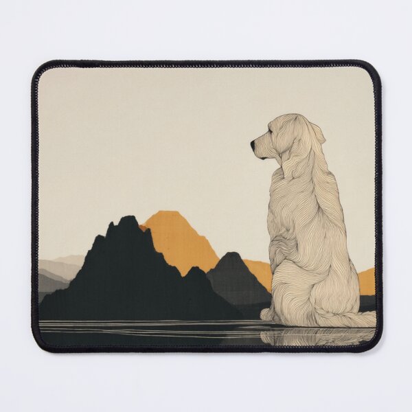 Item preview, Dog, lake and mountains_Black grey ocher designed and sold by Karen Lee J.