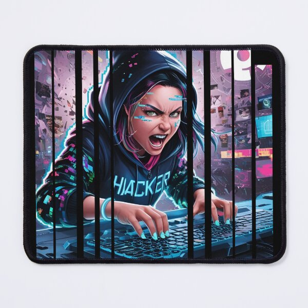 Item preview, Hacker girl surrounded by glitch effects 5 designed and sold by Neon G.
