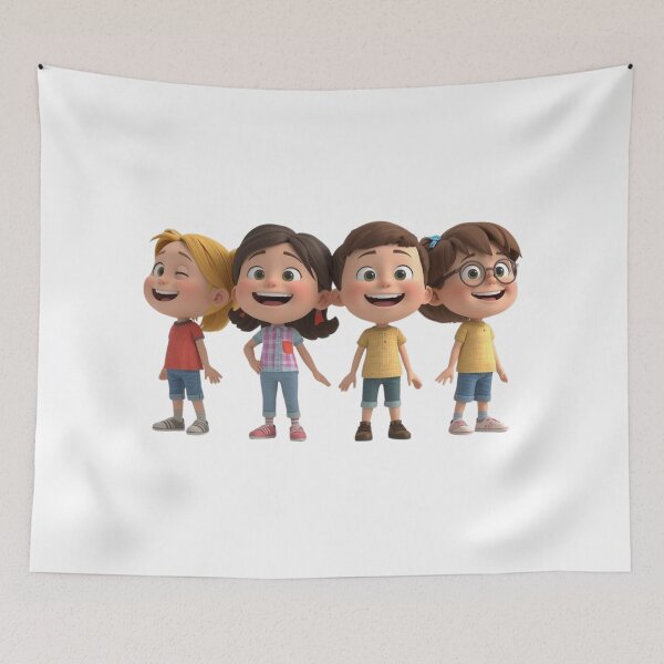 Item preview, Cute children standing in a row designed and sold by Nok-Thep.