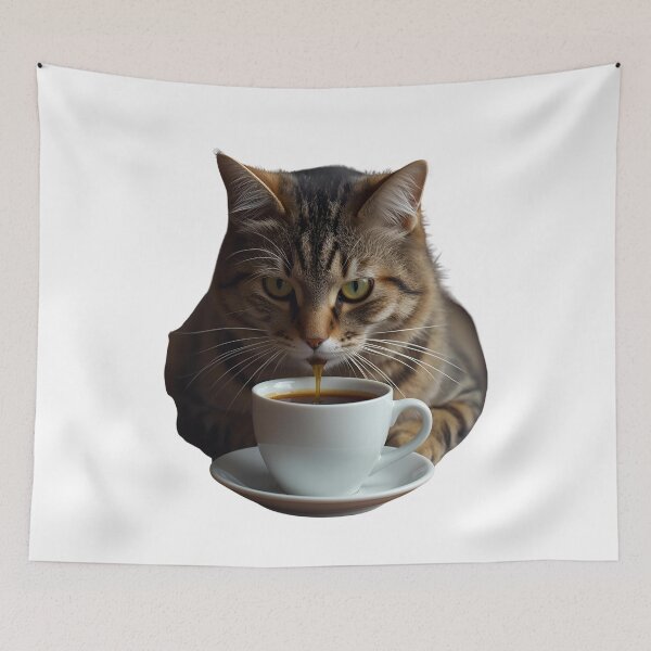 Item preview, Cat and Coffee – Funny Illustration for Coffee and Cat Lovers designed and sold by RAKO13.