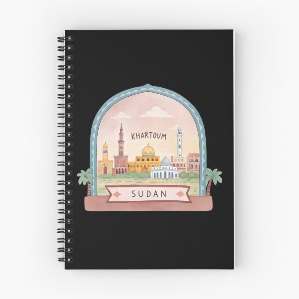 Artikelvorschau, Aquarellkunst im Stadtbild von Khartum – Illustration eines Reiseabzeichens im Sudan entworfen und verkauft von VividOrganica.