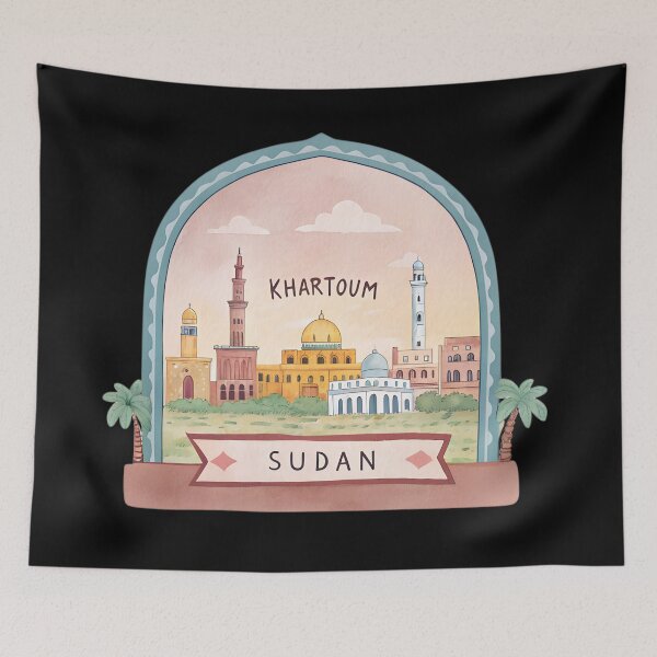 Item preview, Khartoum Cityscape Watercolor Art – Sudan Travel Badge Illustration designed and sold by VividOrganica.