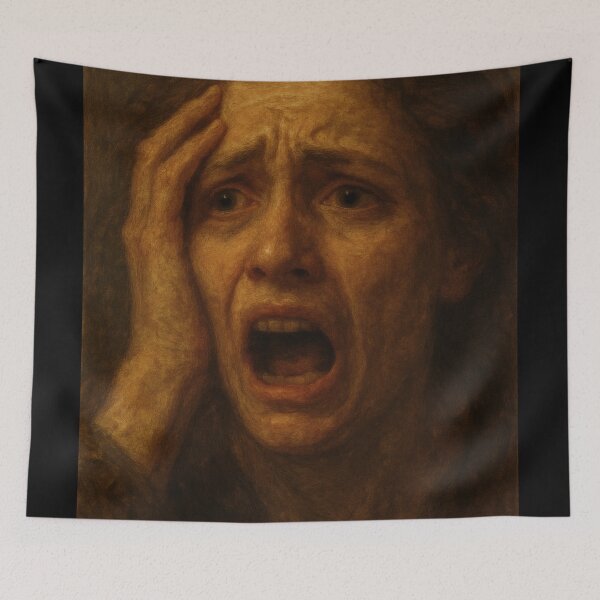 Item preview, Desperate Eyes – Emotional Oil Painting designed and sold by Not Hugo.