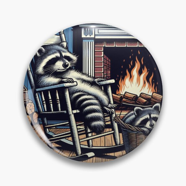 Item preview, cute raccoons sleeping in front of the fireplace designed and sold by Dogandesighn.