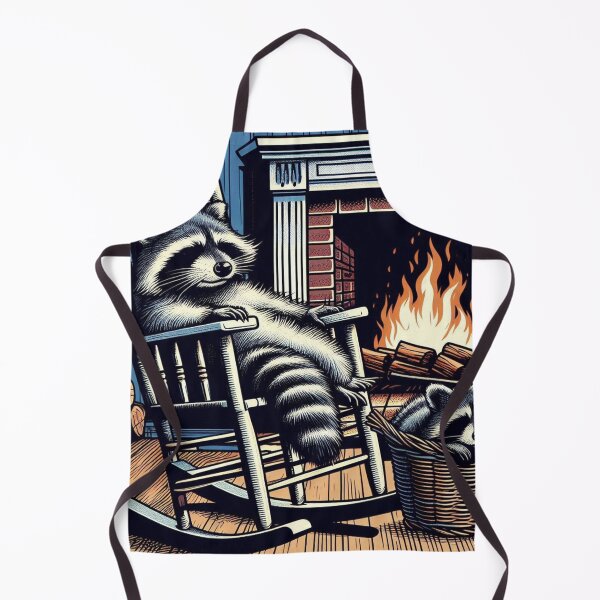 Item preview, cute raccoons sleeping in front of the fireplace designed and sold by Dogandesighn.