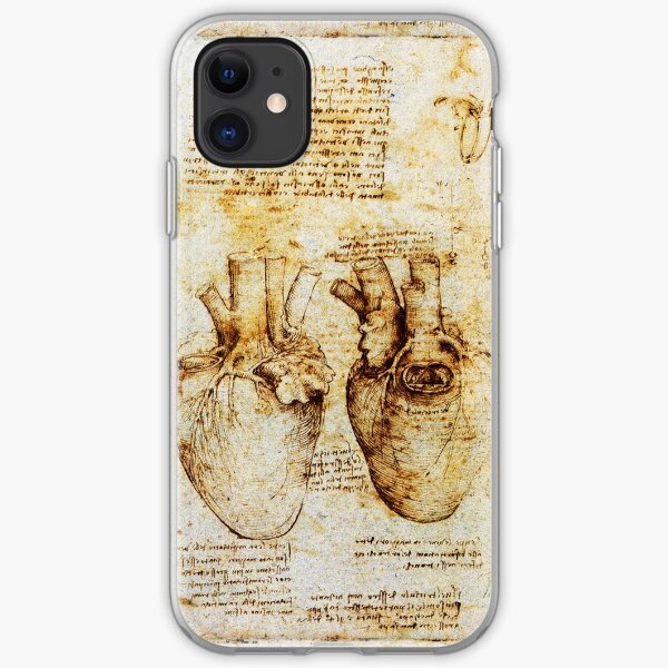 Heart And Its Blood Vessels from Leonardo da Vinci iPhone Soft Case