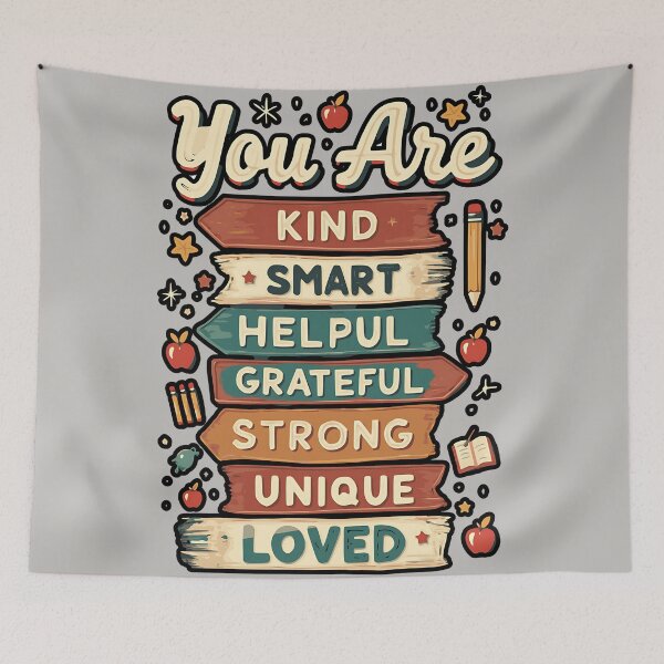 Item preview, You Are Kind Smart Helpful Grateful Strong Unique Loved Typography Design designed and sold by ArtDesignTp.