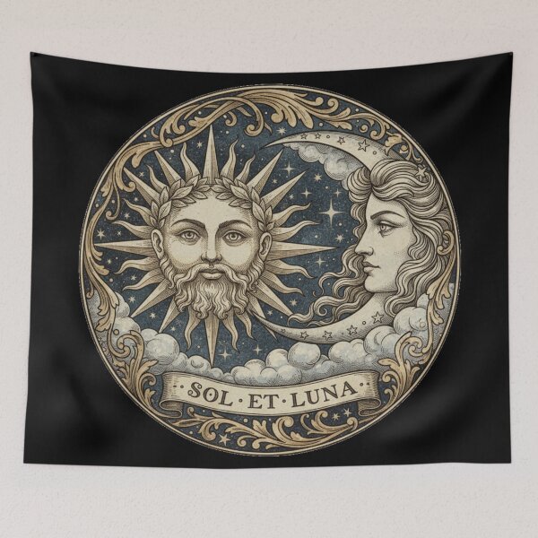 Item preview, Vintage Sun and Moon (Sol et Luna) Astrology designed and sold by DesignsDominus.