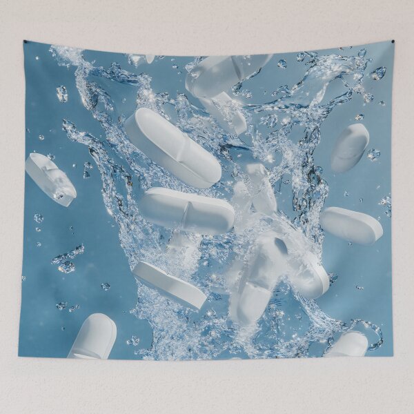 Item preview, Pills splashing in clear water designed and sold by anytka.