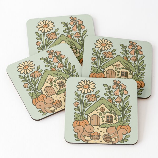 Item preview, Whimsical Gardencore Autumn Cottage with Squirrels, Pumpkins & Wildflowers – Cozy Seasonal Vector Illustration designed and sold by TrendznHitz.