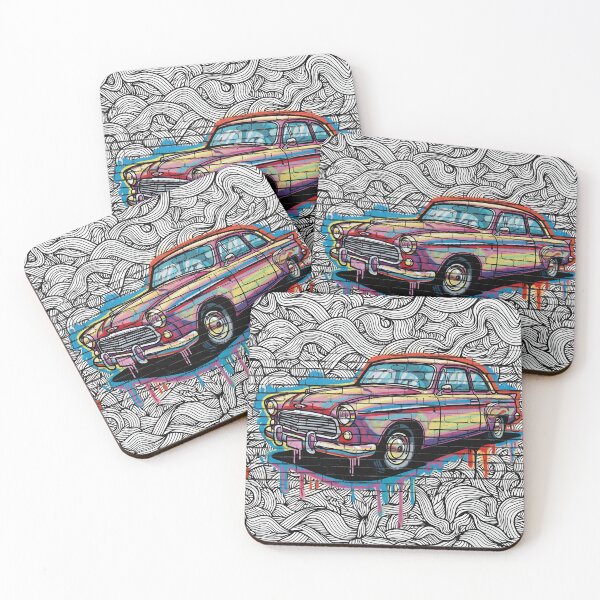 Item preview, Old car on a wall with graffiti in different colors and black lines designed and sold by jotcar.