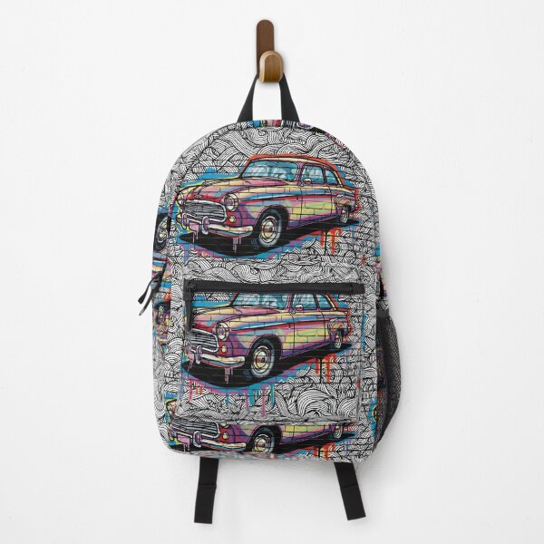 Item preview, Old car on a wall with graffiti in different colors and black lines designed and sold by jotcar.