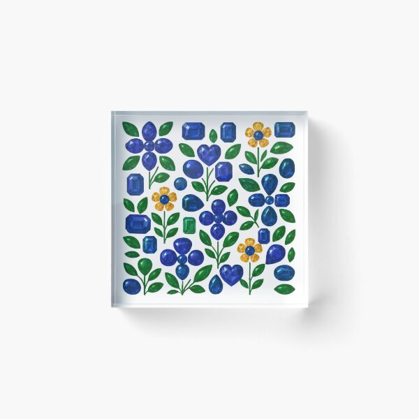 Item preview, Sapphire Gemstone Flower Pattern designed and sold by DigitalGemArt.