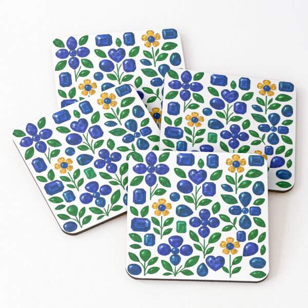 Item preview, Sapphire Gemstone Flower Pattern designed and sold by DigitalGemArt.