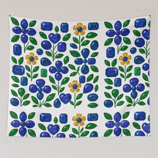 Item preview, Sapphire Gemstone Flower Pattern designed and sold by DigitalGemArt.
