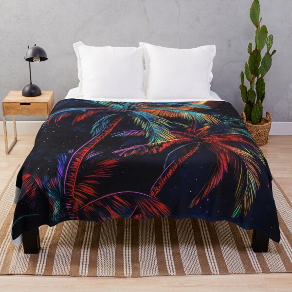 Item preview, Vibrant moonlit beach palms designed and sold by anytka.