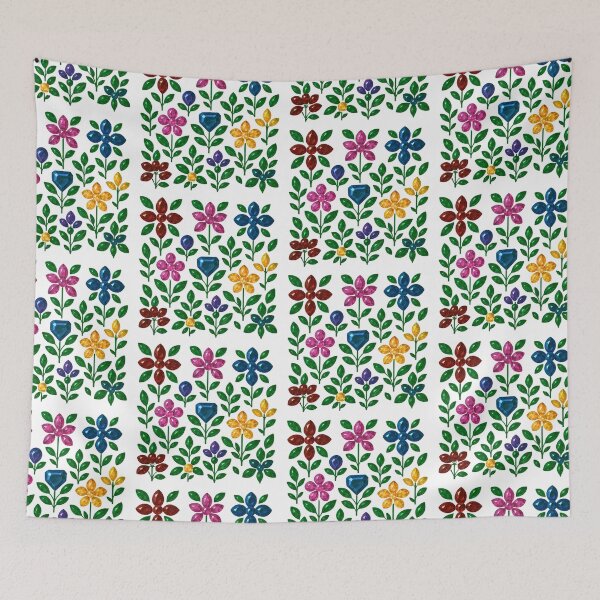 Item preview, Colorful Gemstone Flower Pattern designed and sold by DigitalGemArt.